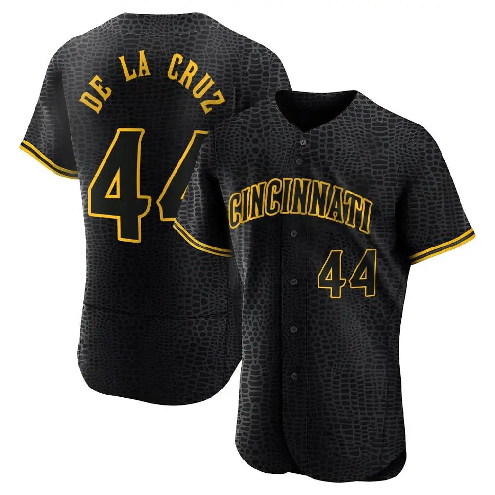 Cincinnati Reds #44 Elly De La Cruz Player Black AmberGomez Snake Skin City Limited Elite Home Stitched Jerseys
