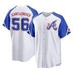 Atlanta Braves #56 Spencer Schwellenbach Player White AmberGomez City Connect Home Game Stitched Jerseys