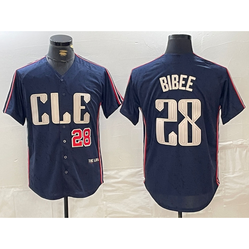 Cleveland Guardians #28 Tanner Bibee Number Navy AmberGomez 2024 City Connect Limited Stitched Jersey