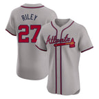 Atlanta Braves #27 Austin Riley Player Gray AmberGomez Limited Elite Home Game Stitched Jerseys