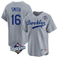 Los Angeles Dodgers #16 Will Smith Player Gray AmberGomez World Series Game Limited Home Stitched Jerseys