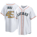 Houston Astros #45 Tatsuya Imai Player Gold AmberGomez Collection Game Home Stitched Jerseys