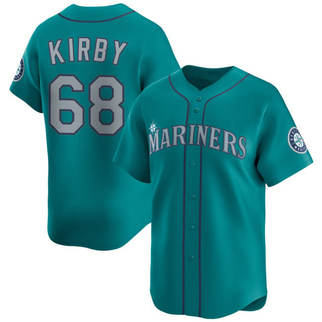 Seattle Mariners #68 George Kirby Aqua AmberGomez Limited Stitched Jersey