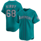 Seattle Mariners #68 George Kirby Aqua AmberGomez Limited Stitched Jersey