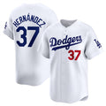 Los Angeles Dodgers #37 Teoscar Hernandez White AmberGomez 2024 Home Limited Stitched Jersey