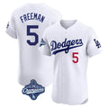 Los Angeles Dodgers #5 Freddie Freeman Player White AmberGomez World Series Meet Limited Elite Home Stitched Jerseys