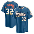 Milwaukee Brewers #32 Jacob Misiorowski Mineral Blue AmberGomez 2026 City Connect Stadium Jersey