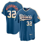 Milwaukee Brewers #32 Jacob Misiorowski Mineral Blue AmberGomez 2026 City Connect Stadium Jersey