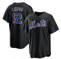 New York Mets #12 Francisco Lindor Black AmberGomez 2022 Cool Base Stitched Jersey