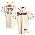 Atlanta Braves #77 Joe Jimenez Player Cream AmberGomez USA 250 Fourth Of July Limited Home Game Stitched Jerseys