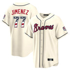 Atlanta Braves #77 Joe Jimenez Player Cream AmberGomez USA 250 Fourth Of July Limited Home Game Stitched Jerseys