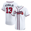 Atlanta Braves #13 Ronald Acu?a Jr. White AmberGomez Home Elite Player Jersey