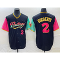 San Diego Padres #2 Xander Bogaerts Number 2022 Black AmberGomez City Connect Cool Base Stitched Jersey