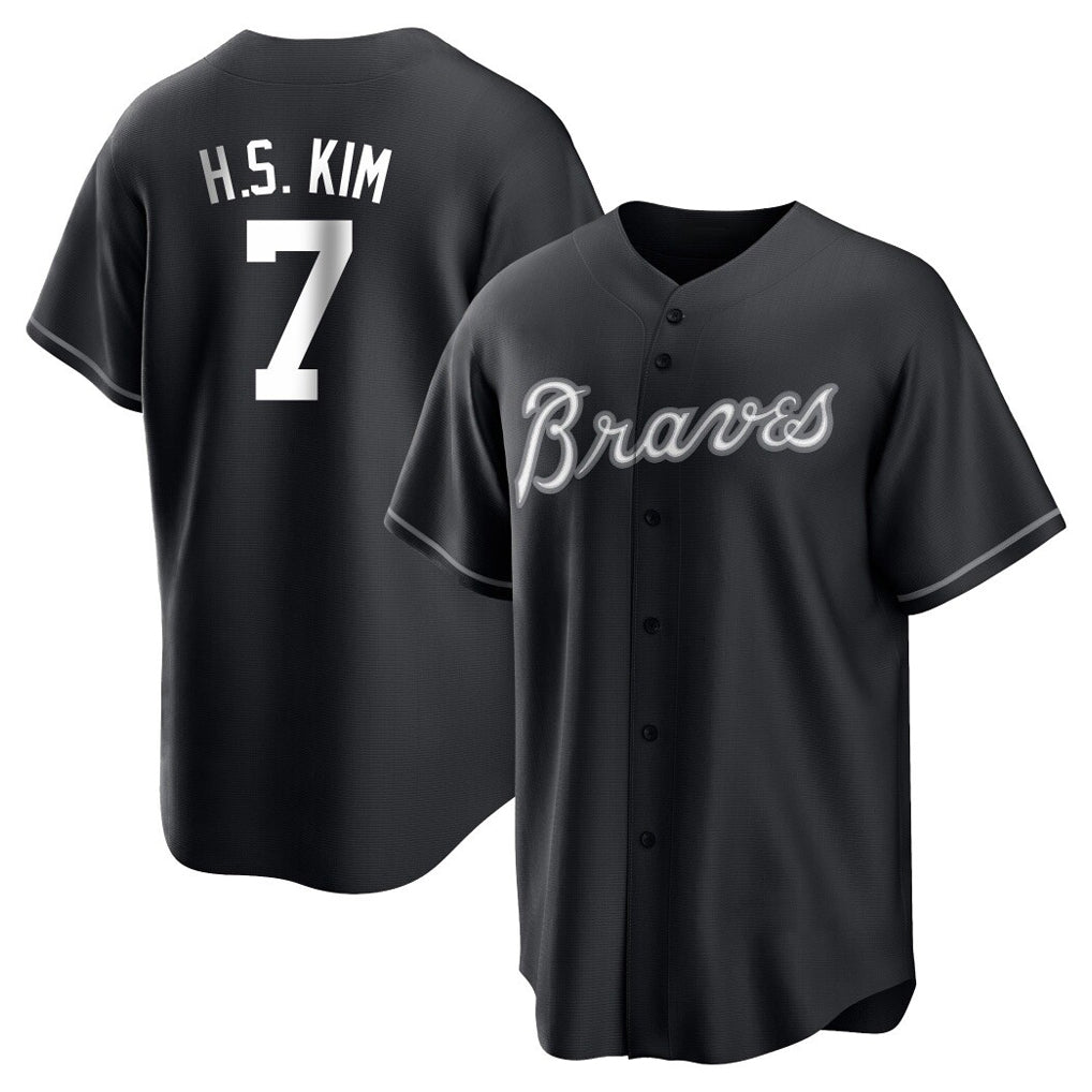 Atlanta Braves #7 Ha-Seong Kim Player Black AmberGomez Home Game Stitched Jerseys