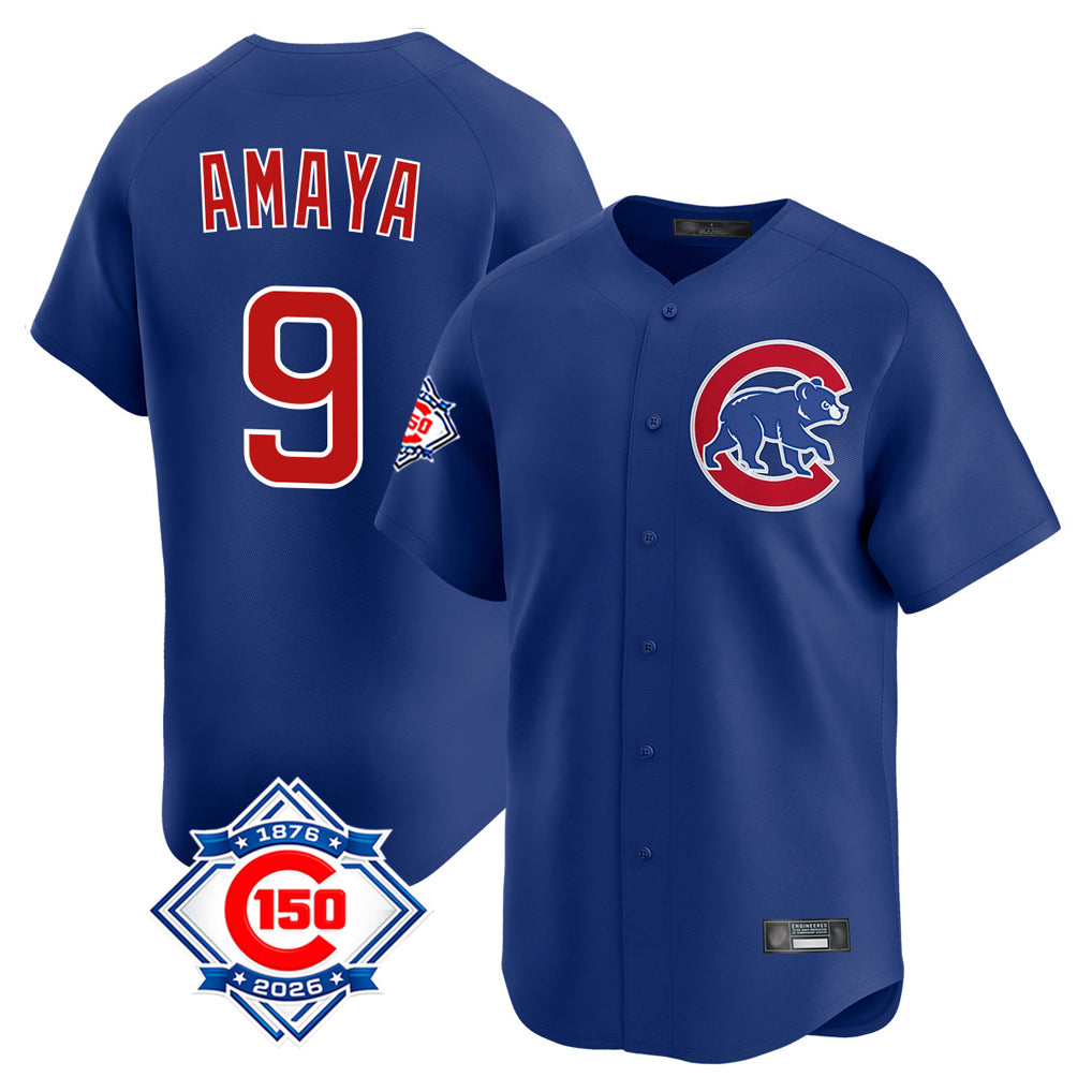 Chicago Cubs #9 Miguel Amaya Player Royal AmberGomez 150th Anniversary Limited Home Stitched Jerseys