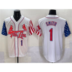 St. Louis Cardinals #1 Ozzie Smith White AmberGomez Independence Day Vapor Premier Limited Stitched Jersey