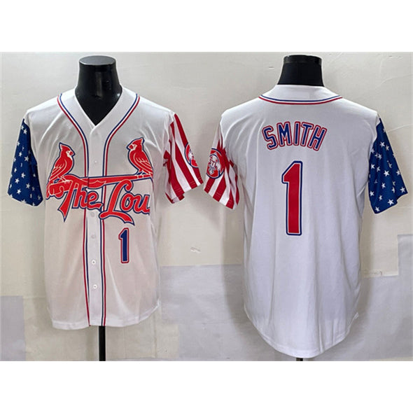 St. Louis Cardinals #1 Ozzie Smith White AmberGomez Independence Day Vapor Premier Limited Stitched Jersey