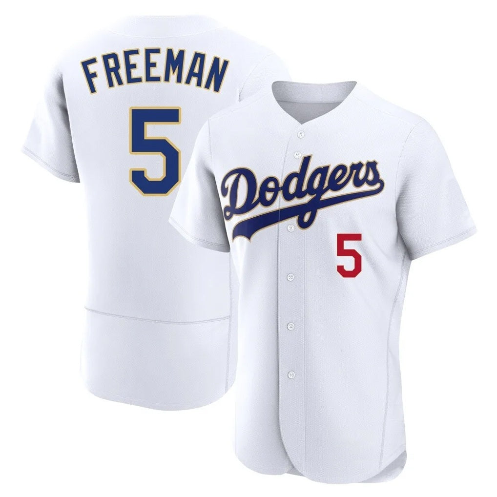 Los Angeles Dodgers #5 Freddie Freeman Player Gold White AmberGomez 2026 Collection Stadium Limited Elite Stitched Jerseys