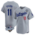 Los Angeles Dodgers #11 Roki Sasaki Player Gray AmberGomez World Series Limited Home Stitched Jerseys