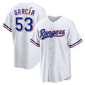 Texas Rangers #53 Adolis Garcia White AmberGomez Home Replica Jersey