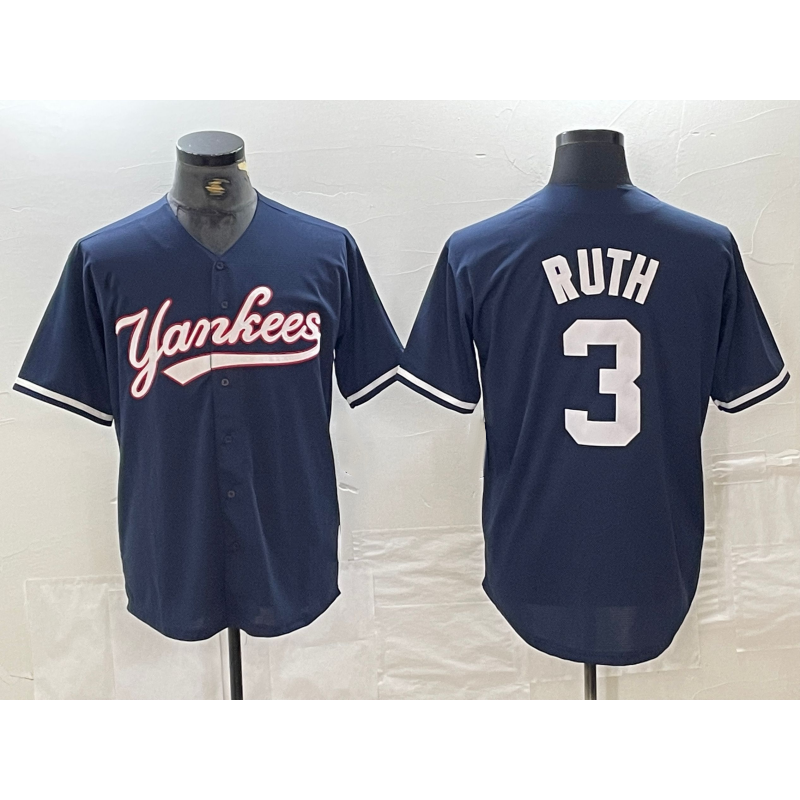 New York Yankees #3 Babe Ruth Navy AmberGomez Cool Base Stitched Jersey