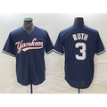 New York Yankees #3 Babe Ruth Navy AmberGomez Cool Base Stitched Jersey