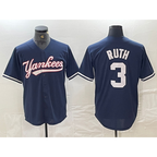 New York Yankees #3 Babe Ruth Navy AmberGomez Cool Base Stitched Jersey