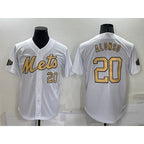 New York Mets #20 Pete Alonso Number White AmberGomez 2022 All Star Stitched Cool Base Jersey