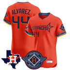 Houston Astros #44 Yordan Alvarez Player Orange AmberGomez City Connect Texas Patch Vapor Premier Limited Home Stitched Jerseys