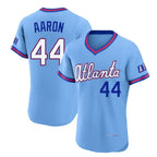 Atlanta Braves #44 Hank Aaron Player Powder Blue AmberGomez 2026 City Connect T-shirt Limited Elite Home Game Stitched Jerseys