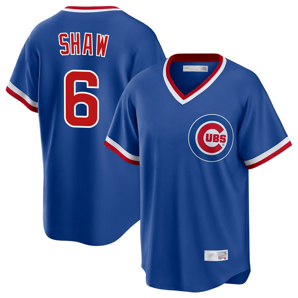 Chicago Cubs #6 Matt Shaw Player Royal AmberGomez T-shirt Cooperstown Collection Limited Stitched Jerseys