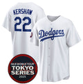 Los Angeles Dodgers #22 Clayton Kershaw White AmberGomez 2025 World Tour Tokyo Series Home Stitched Jersey