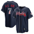 Atlanta Braves #7 Ha-Seong Kim Player Navy AmberGomez USA 250 Fourth Of July Limited Home Game Stitched Jerseys