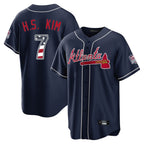 Atlanta Braves #7 Ha-Seong Kim Player Navy AmberGomez USA 250 Fourth Of July Limited Home Game Stitched Jerseys
