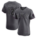 New York Mets #12 Francisco Lindor Gray AmberGomez City Connect Elite Jersey
