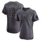 New York Mets #12 Francisco Lindor Gray AmberGomez City Connect Elite Jersey