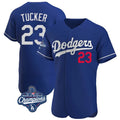 Los Angeles Dodgers #23 Kyle Tucker Player Royal AmberGomez World Series Meet Limited Elite Home Stitched Jerseys