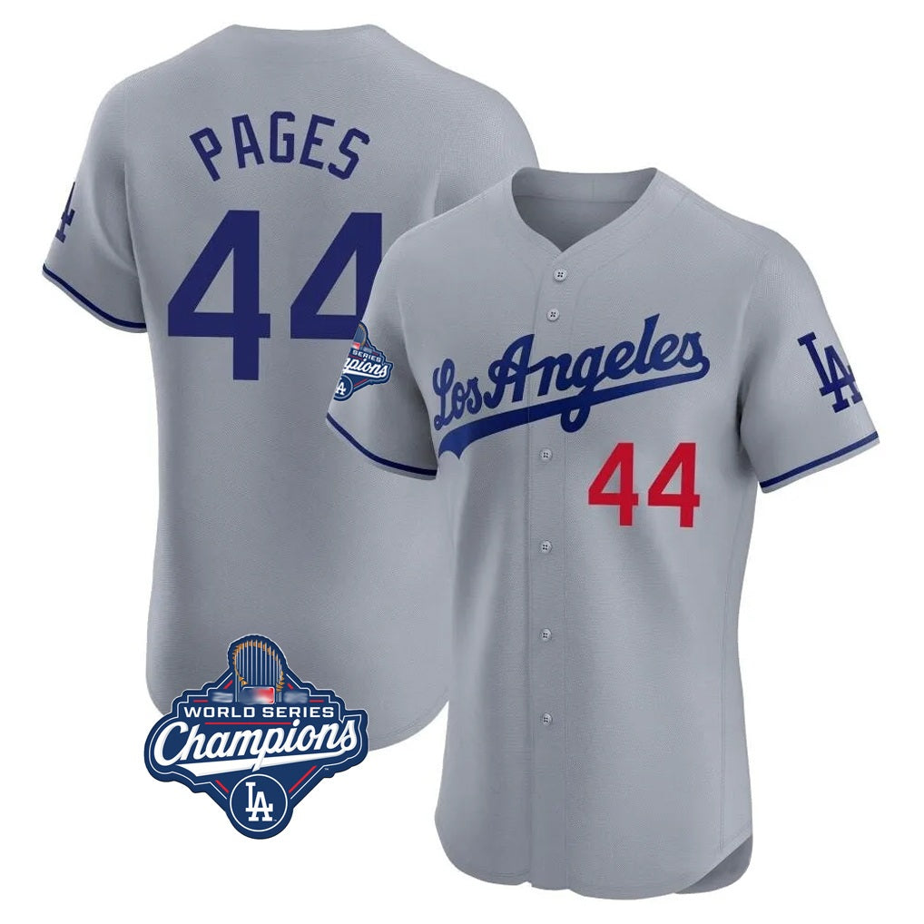 Los Angeles Dodgers #44 Andy Pages Player Gray AmberGomez World Series Meet Limited Elite Home Stitched Jerseys