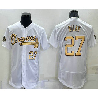 Atlanta Braves #27 Austin Riley Number White AmberGomez 2022 All Star Stitched Flex Base Jersey