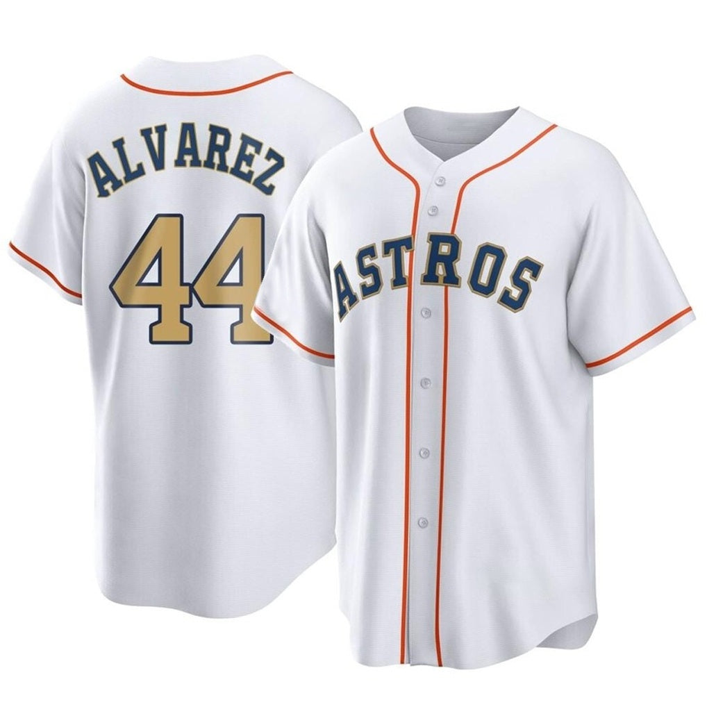 Houston Astros #44 Yordan Alvarez Player Gold AmberGomez Collection Game Home Stitched Jerseys