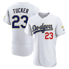 Los Angeles Dodgers #23 Kyle Tucker Player Gold White AmberGomez 2026 Collection Stadium Limited Elite Stitched Jerseys
