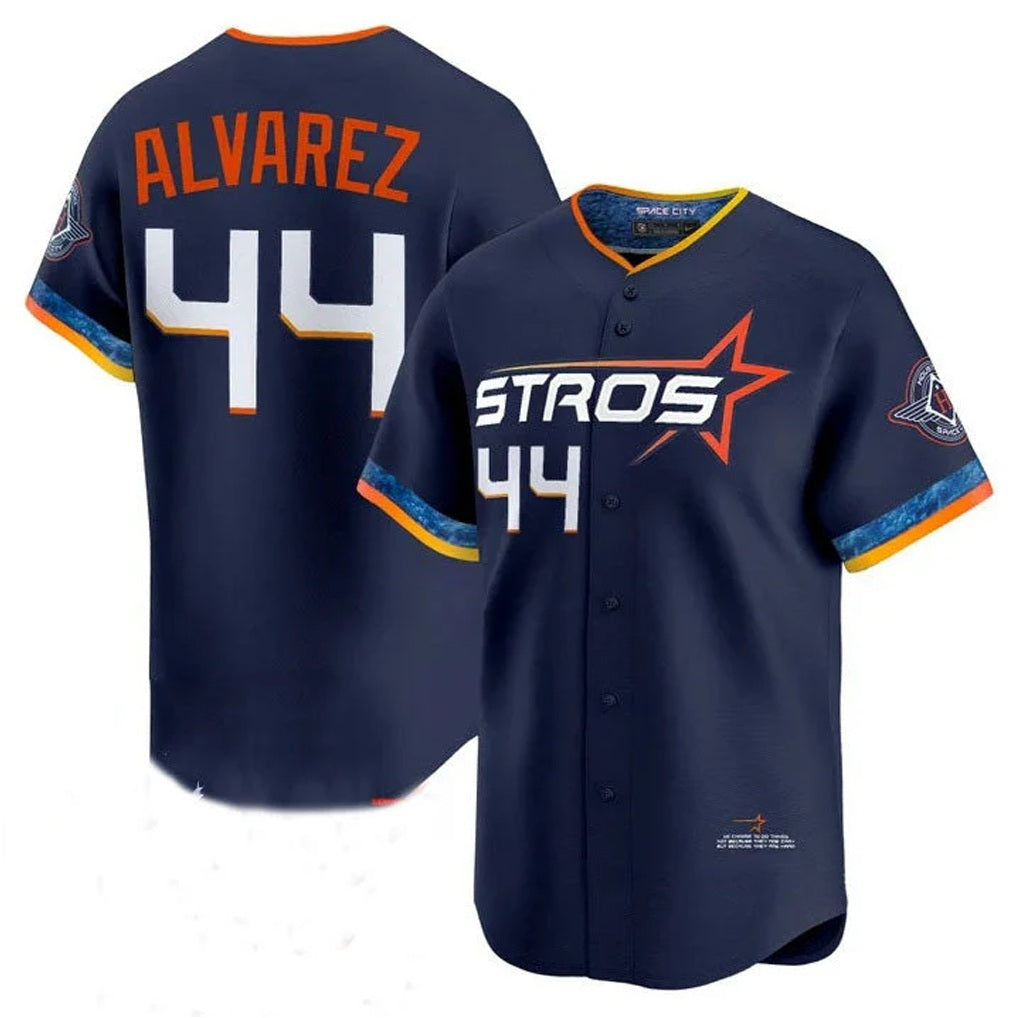 Houston Astros #44 Yordan Alvarez Player Navy AmberGomez City Connect Limited Home Stitched Jerseys