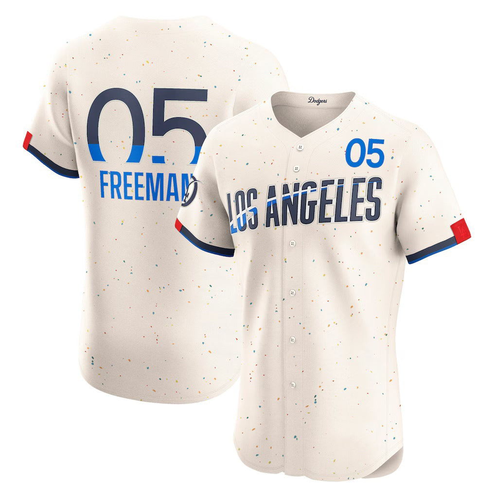 Los Angeles Dodgers #5 Freddie Freeman Cream AmberGomez City Connect Elite Jersey
