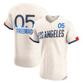 Los Angeles Dodgers #5 Freddie Freeman Cream AmberGomez City Connect Elite Jersey