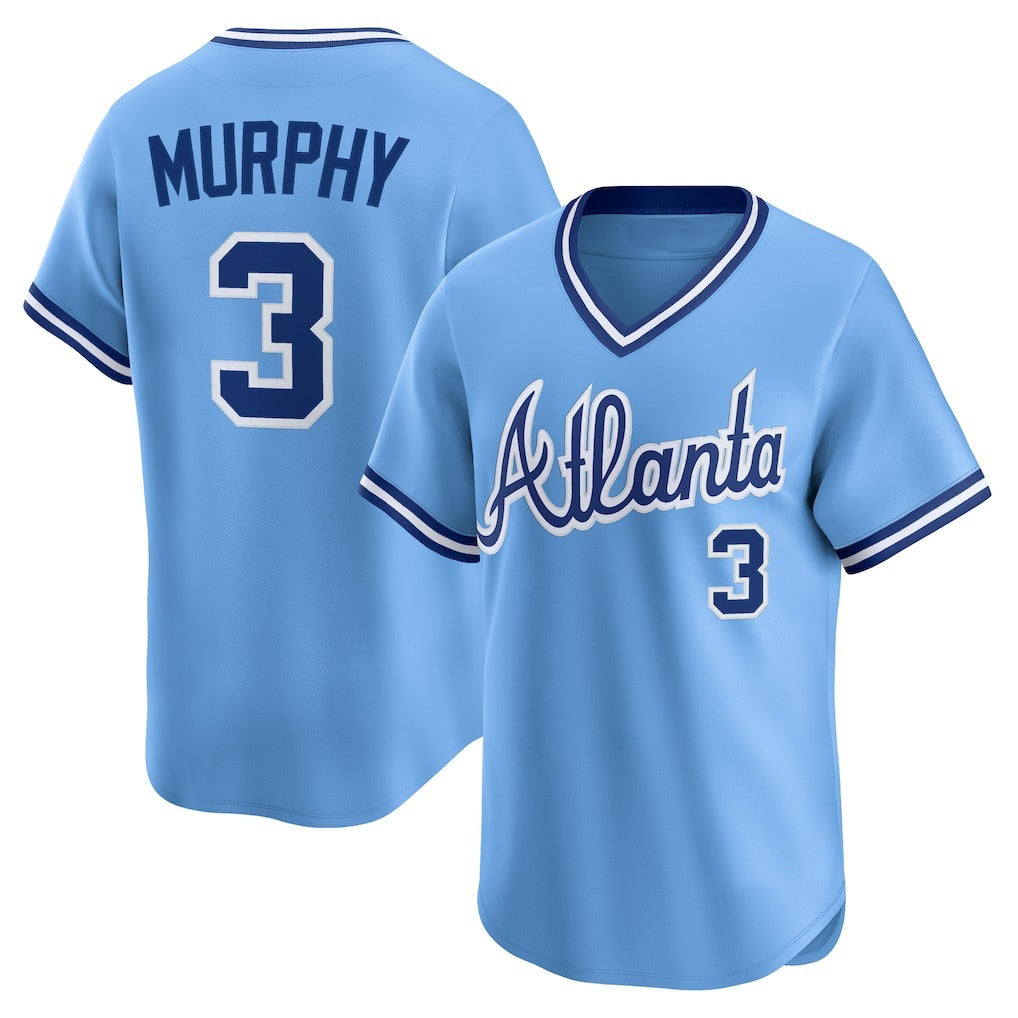 Atlanta Braves #3 Dale Murphy Light Blue AmberGomez Throwback Cooperstown Collection Limited Jersey