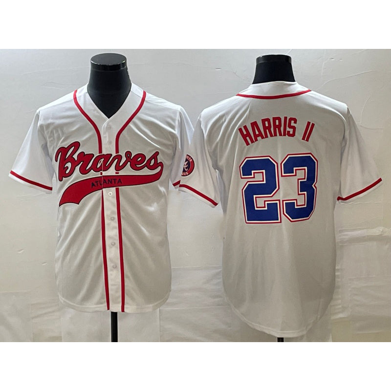 Atlanta Braves #23 Michael Harris II White AmberGomez Cool Base With Patch Stitched Jersey 2