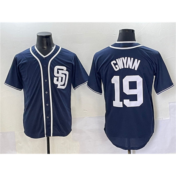 San Diego Padres #19 Tony Gwynn Navy AmberGomez Cool Base Stitched Jersey