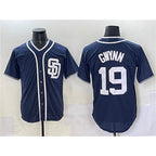 San Diego Padres #19 Tony Gwynn Navy AmberGomez Cool Base Stitched Jersey