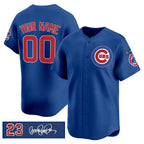 Custom Chicago Cubs Active Player Royal AmberGomez 'Ryne Sandberg Tribute' Vapor Limited V3 Stitched Jersey