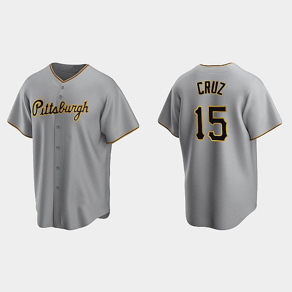Pittsburgh Pirates #15 Oneil Cruz Gray AmberGomez Road Cool Base Jersey